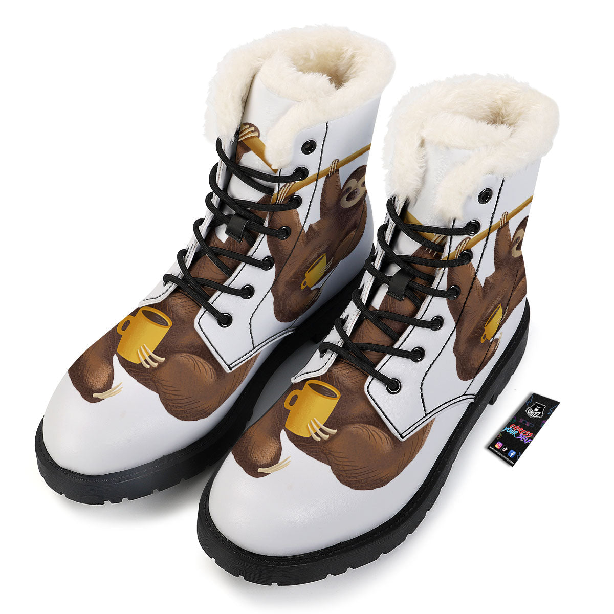 Sloth Happy Print Winter Boots-grizzshop