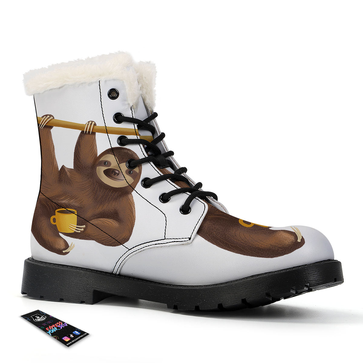Sloth Happy Print Winter Boots-grizzshop