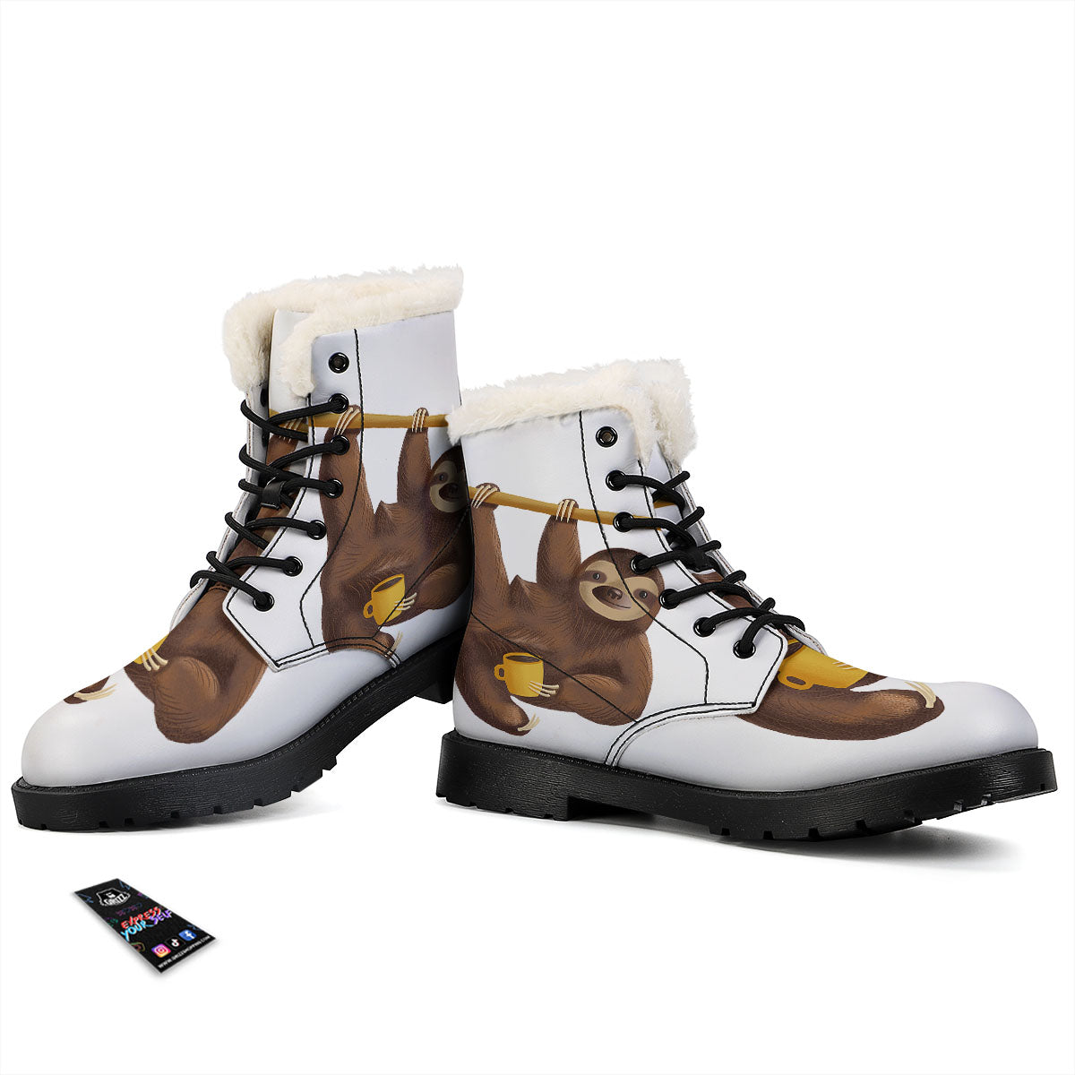 Sloth Happy Print Winter Boots-grizzshop