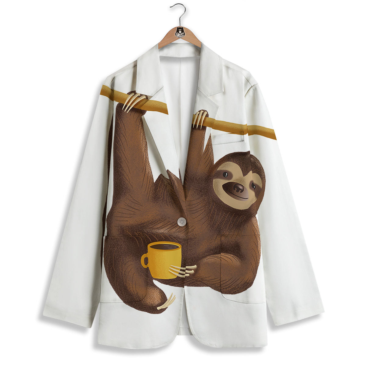 Sloth Happy Print Women's Blazer-grizzshop