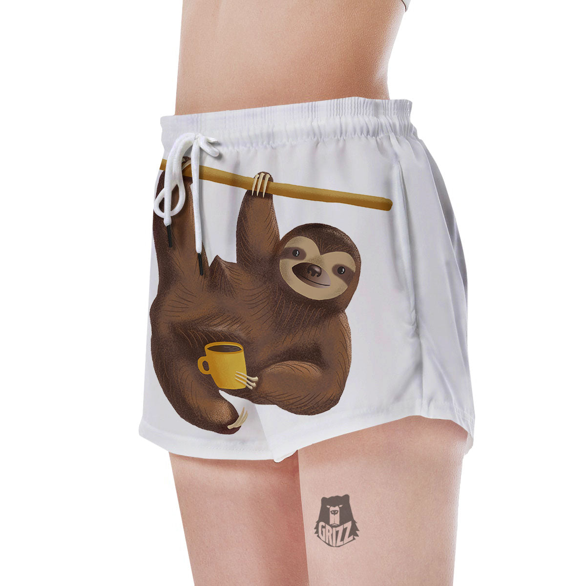 Sloth Happy Print Women's Shorts-grizzshop