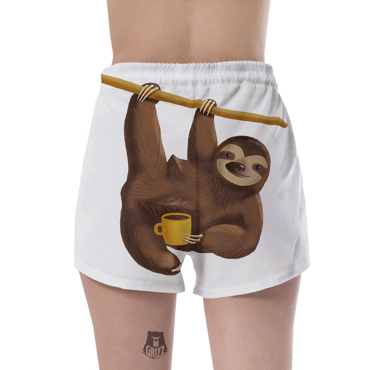 Sloth Happy Print Women's Shorts-grizzshop