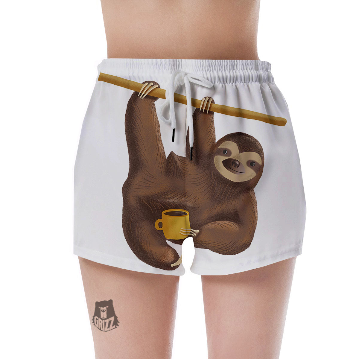 Sloth Happy Print Women's Shorts-grizzshop