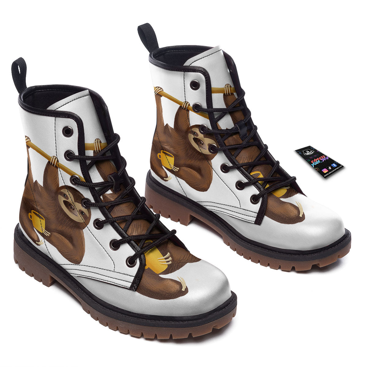 Sloth Happy Print Work Boots-grizzshop