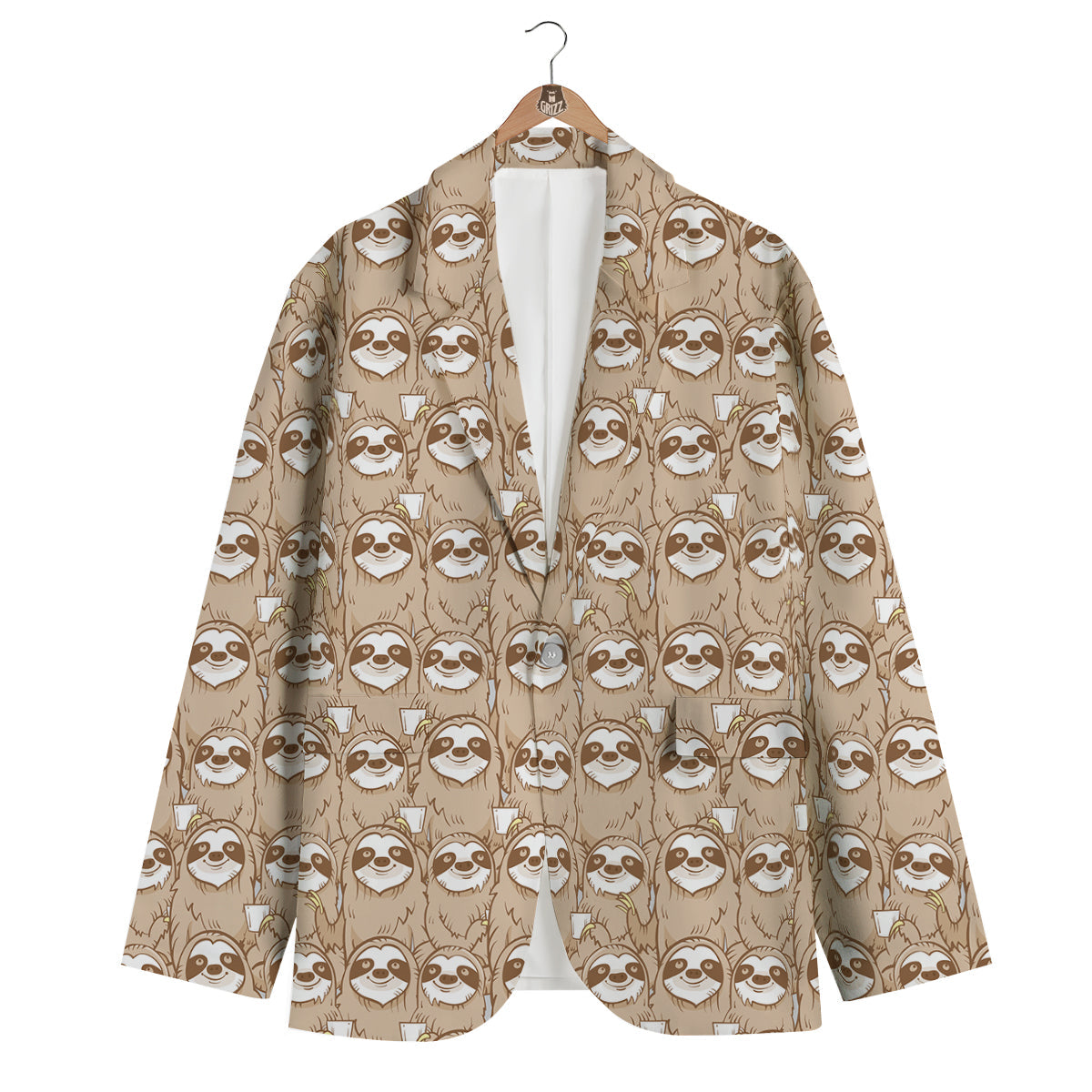 Sloth Pattern Print Men's Blazer-grizzshop
