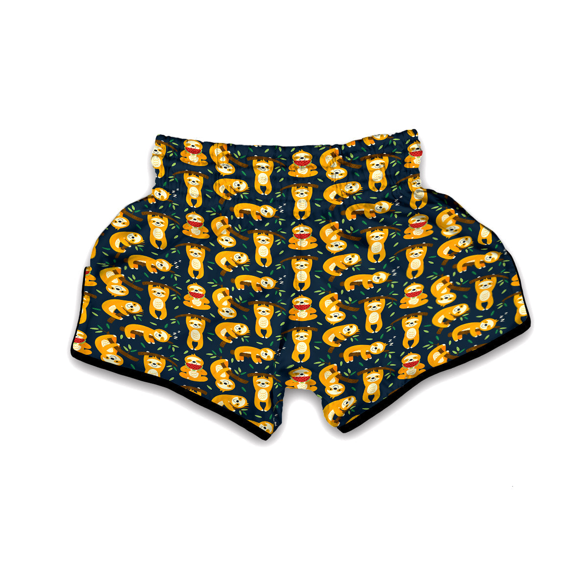 Sloth Print Pattern Muay Thai Boxing Shorts-grizzshop