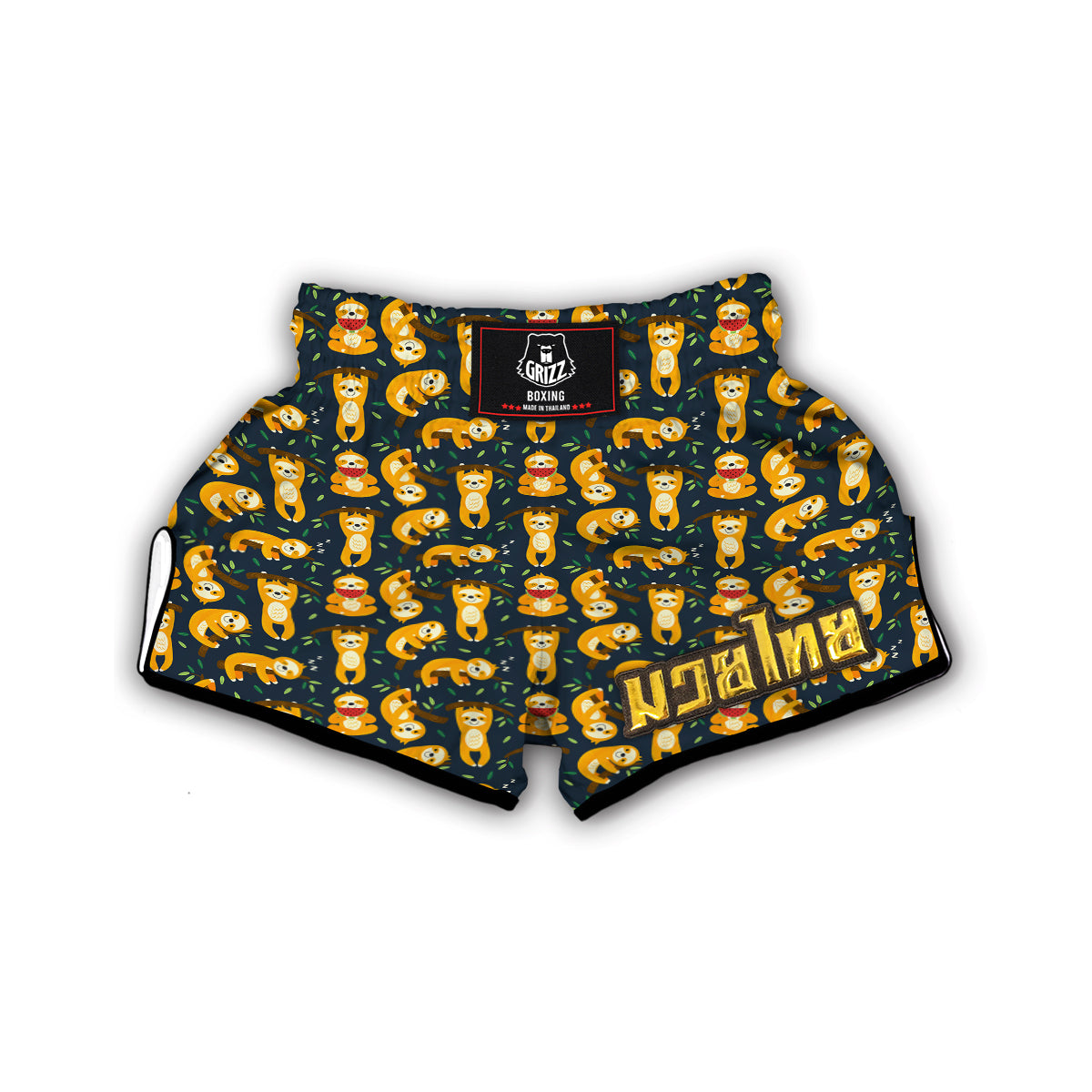 Sloth Print Pattern Muay Thai Boxing Shorts-grizzshop