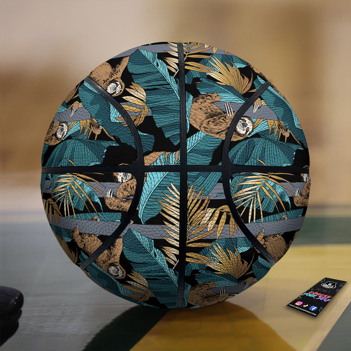Sloth Tropical Print Pattern Basketball