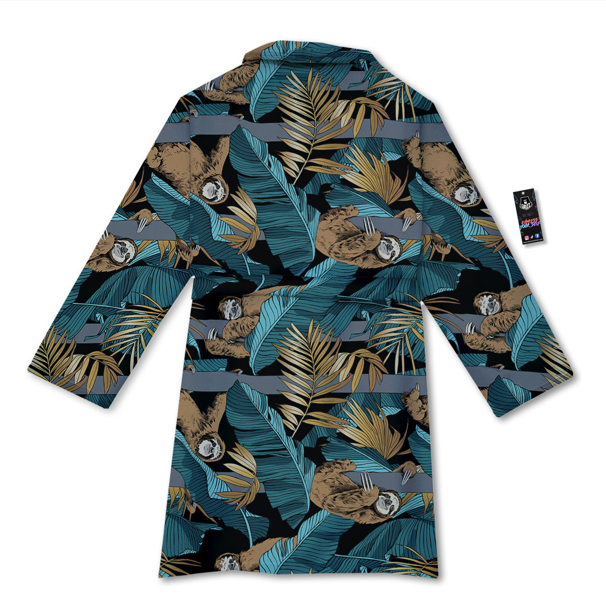 Sloth Tropical Print Pattern Bathrobe-grizzshop