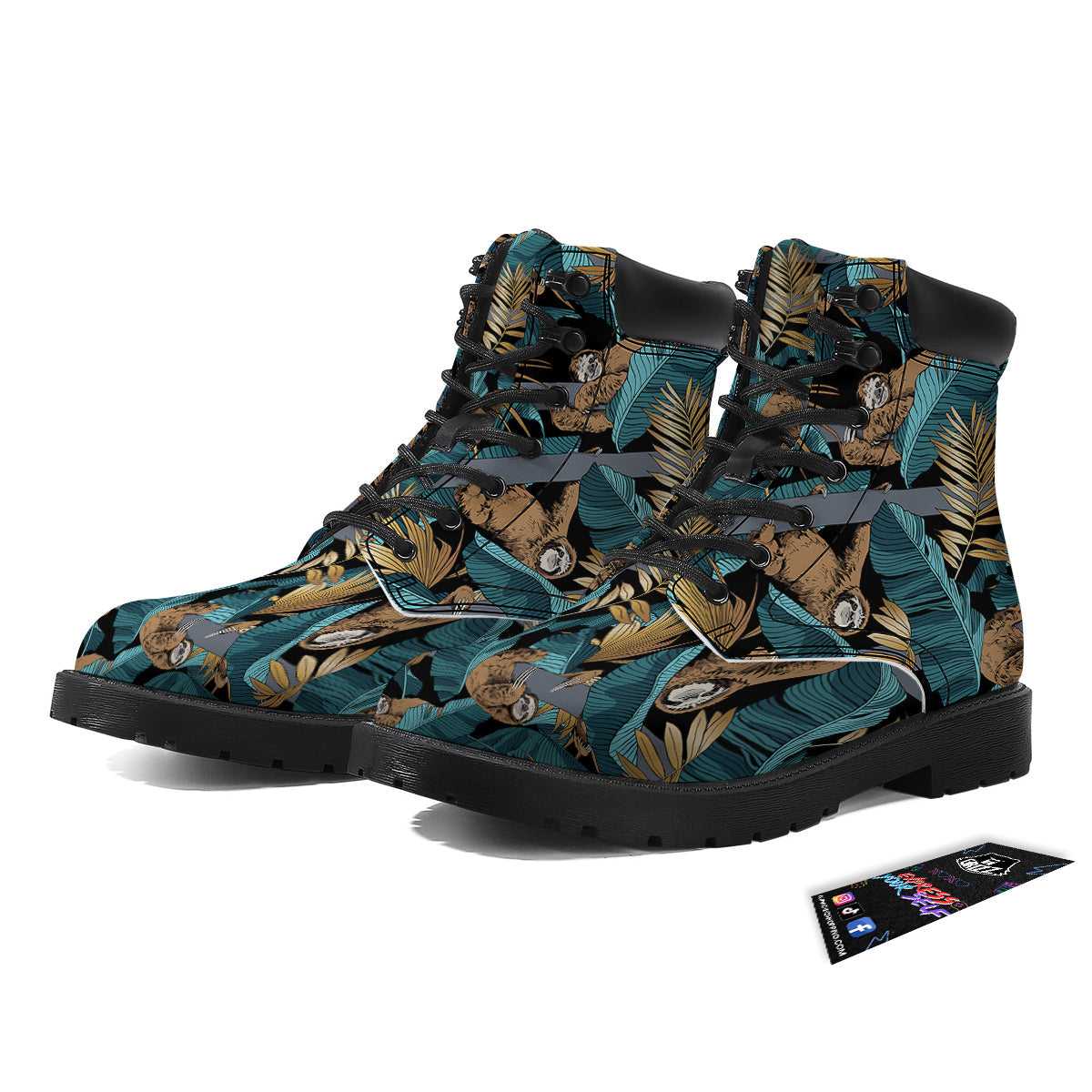 Sloth Tropical Print Pattern Boots-grizzshop