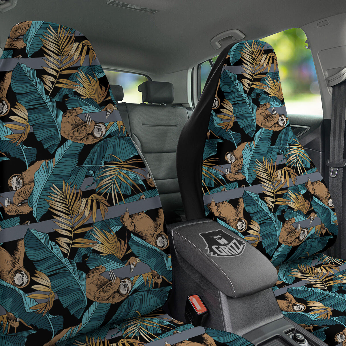 Sloth Tropical Print Pattern Car Seat Covers-grizzshop