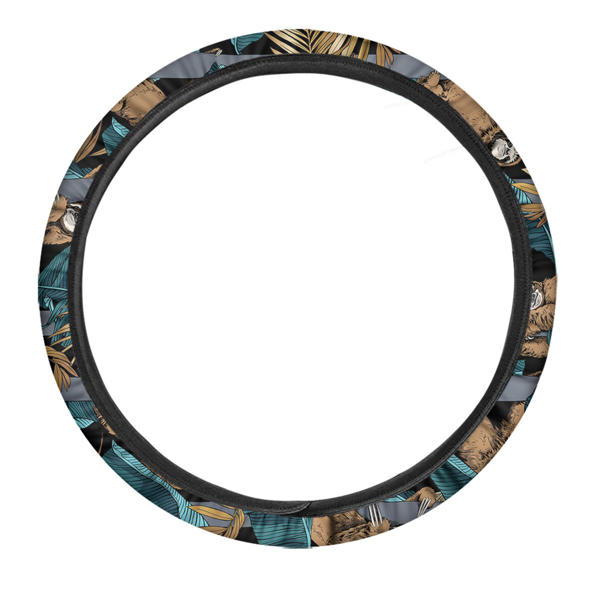 Sloth Tropical Print Pattern Car Steering Wheel Cover-grizzshop