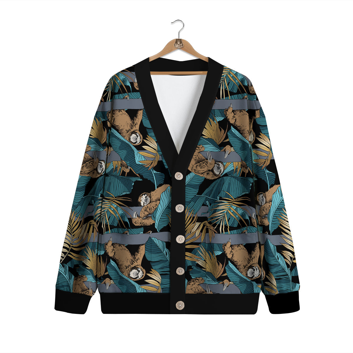Sloth Tropical Print Pattern Cardigan-grizzshop