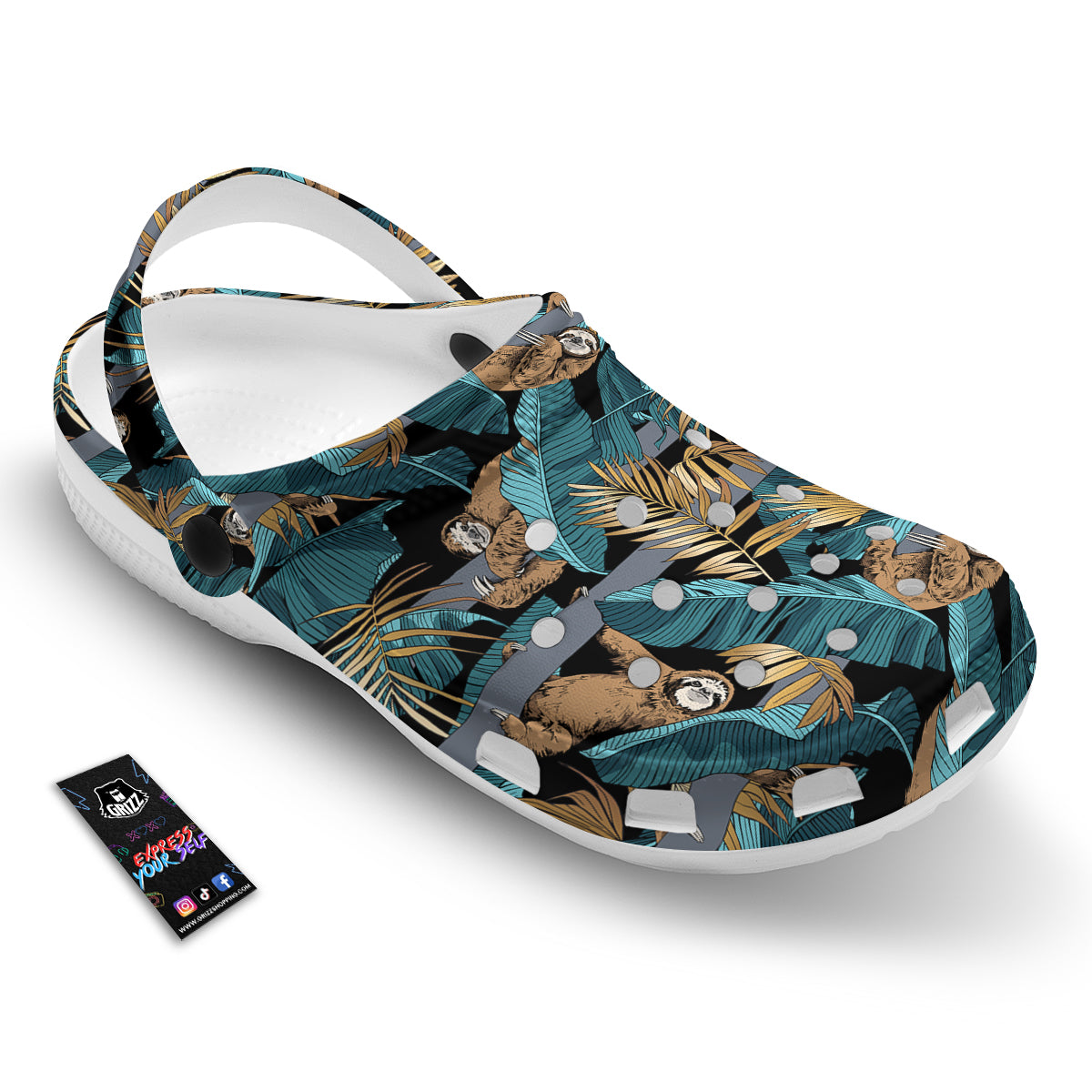 Sloth Tropical Print Pattern Clog-grizzshop
