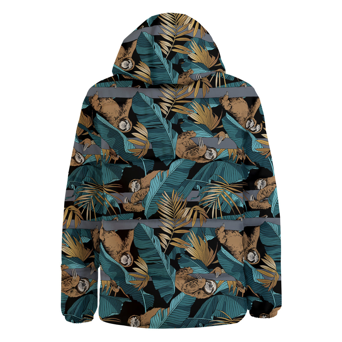 Sloth Tropical Print Pattern Down Jacket-grizzshop