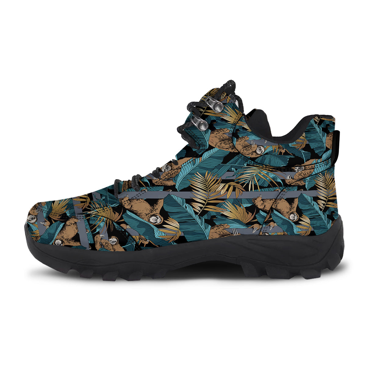 Sloth Tropical Print Pattern Hiking Shoes-grizzshop