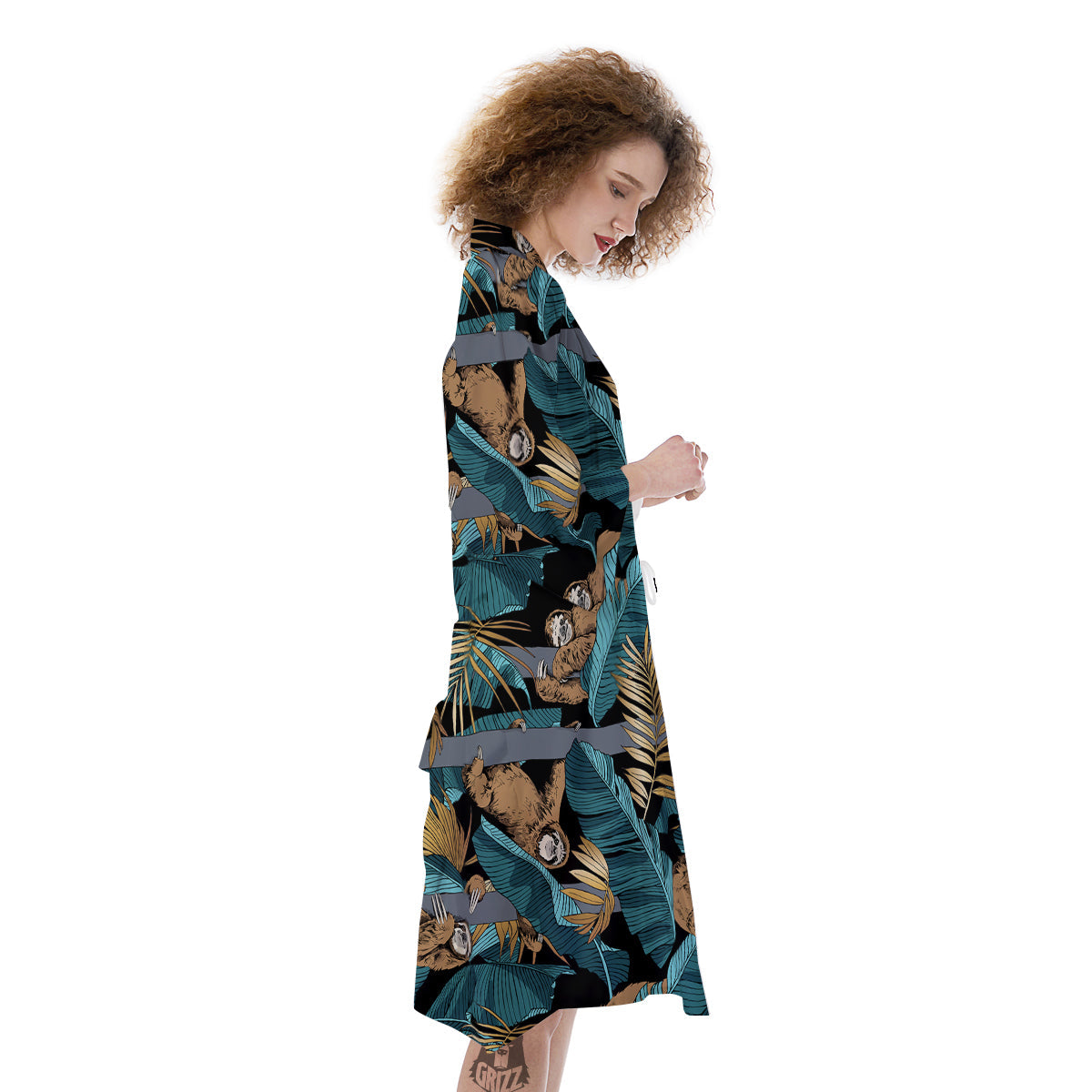 Sloth Tropical Print Pattern Kimono-grizzshop