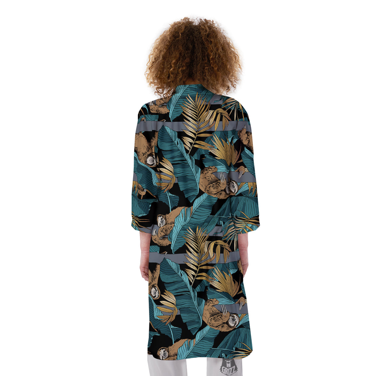 Sloth Tropical Print Pattern Kimono-grizzshop