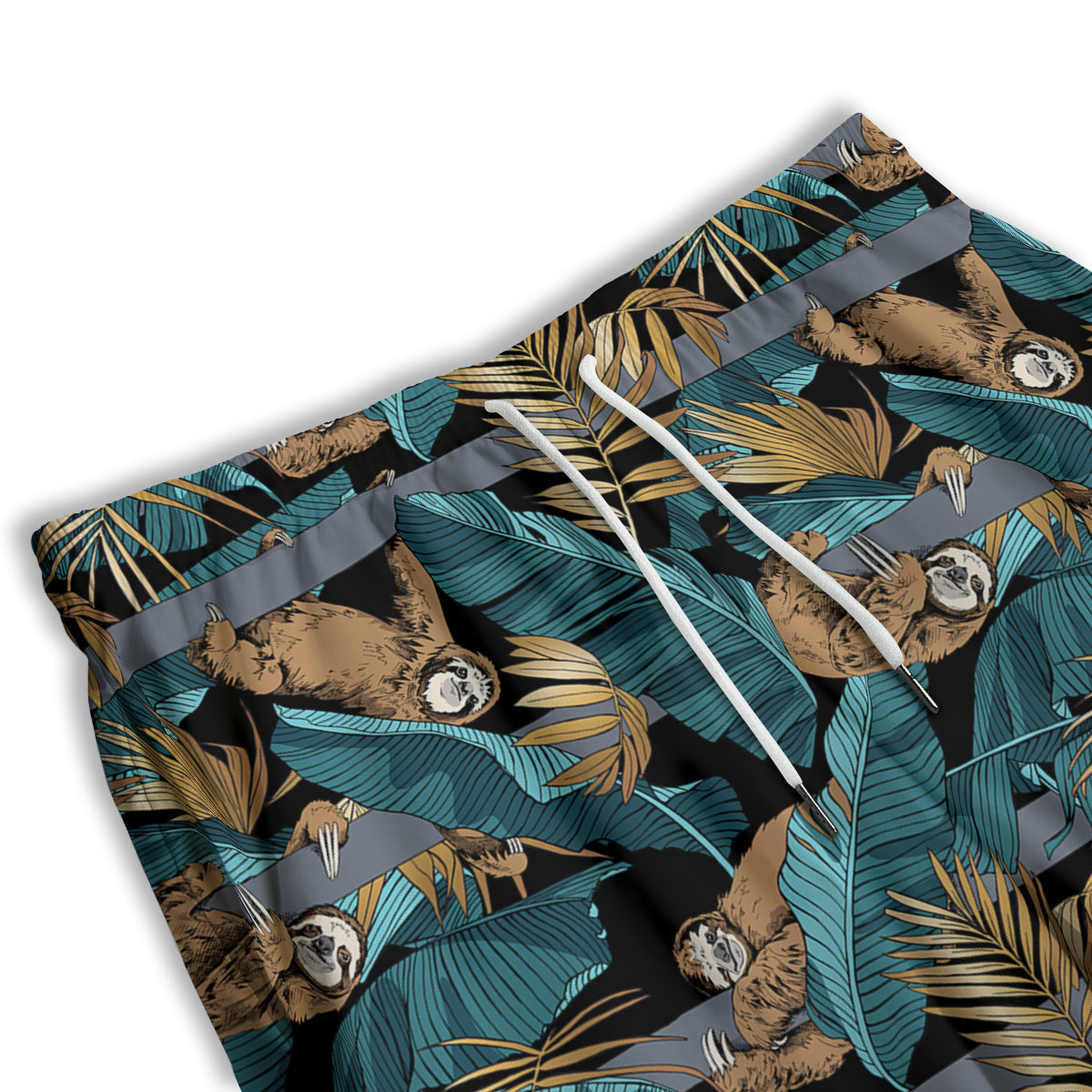 Sloth Tropical Print Pattern Men's Athletic Shorts
