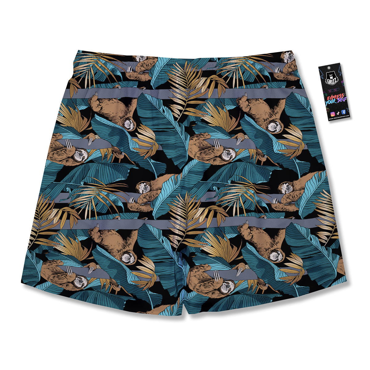 Sloth Tropical Print Pattern Men's Running Shorts-grizzshop