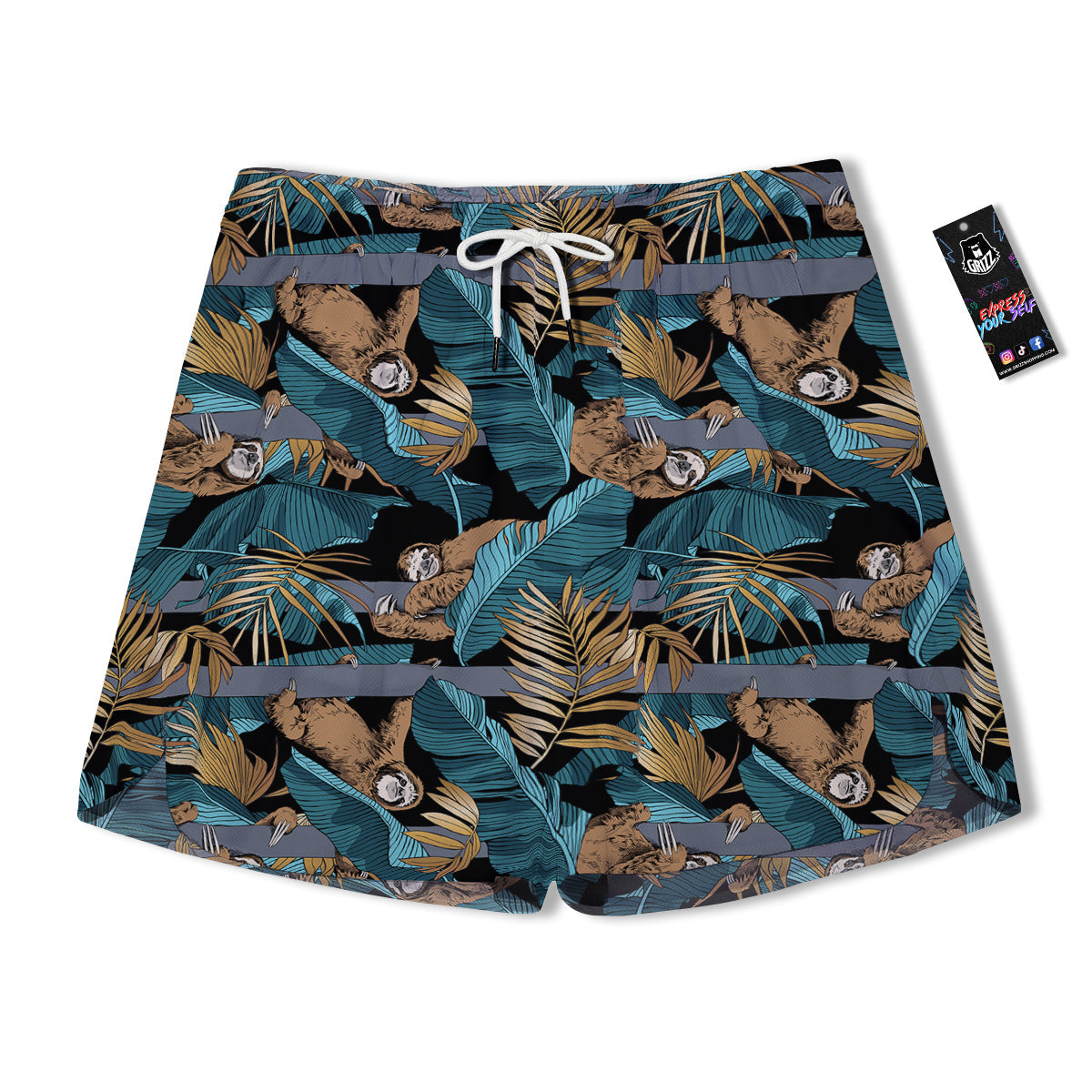 Sloth Tropical Print Pattern Men's Running Shorts-grizzshop
