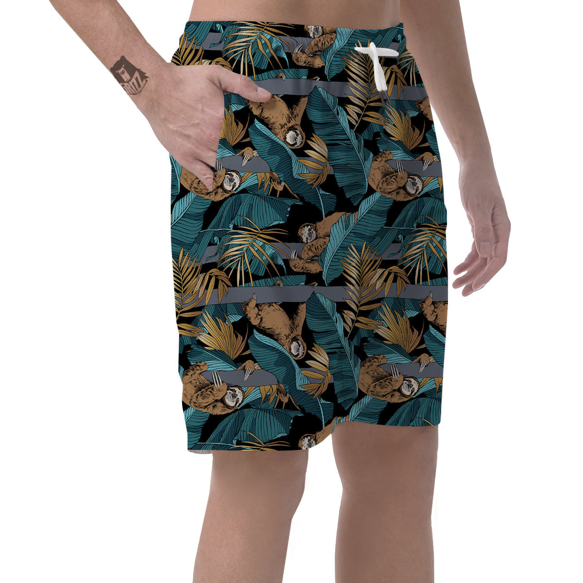 Sloth Tropical Print Pattern Men's Shorts-grizzshop
