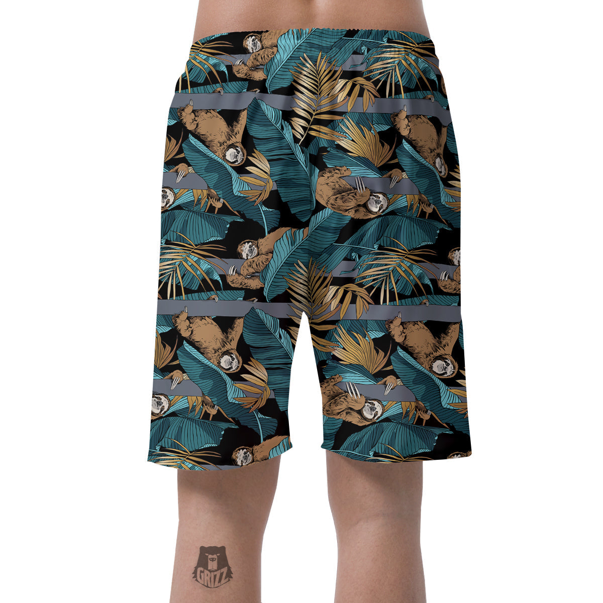 Sloth Tropical Print Pattern Men's Shorts-grizzshop
