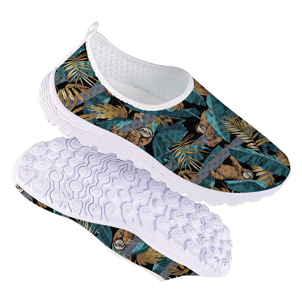 Sloth Tropical Print Pattern Nurse Shoes-grizzshop