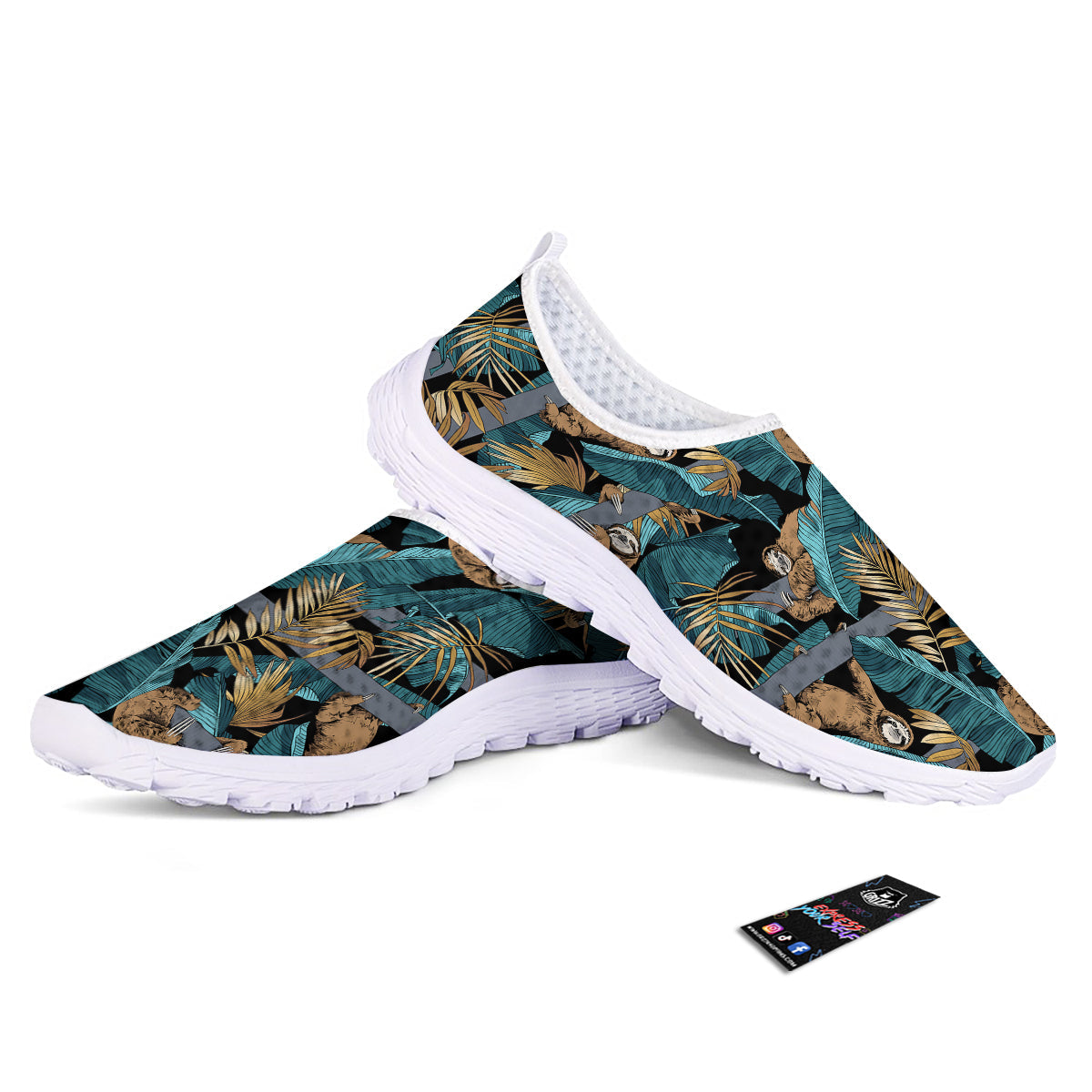 Sloth Tropical Print Pattern Nurse Shoes-grizzshop