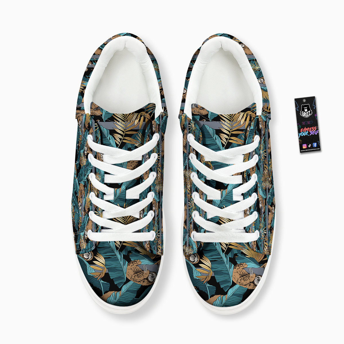 Sloth Tropical Print Pattern Platform Shoes-grizzshop