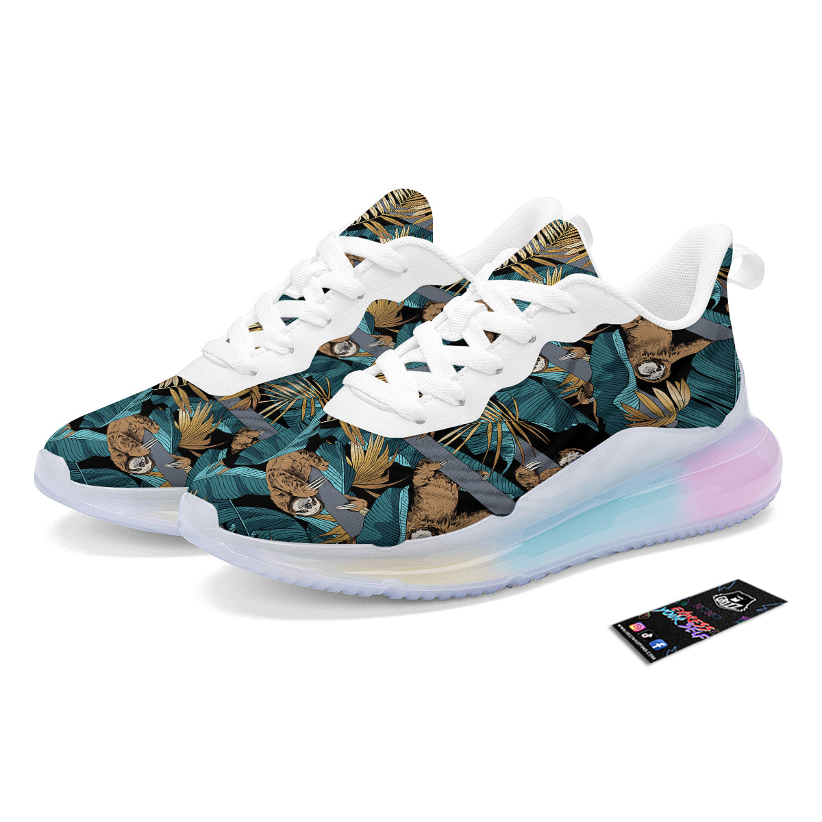 Sloth Tropical Print Pattern Running Sneakers-grizzshop