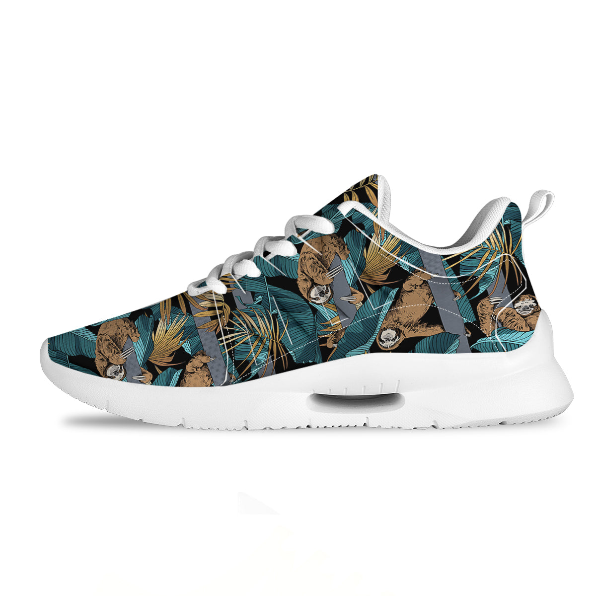 Sloth Tropical Print Pattern Tennis Shoes-grizzshop