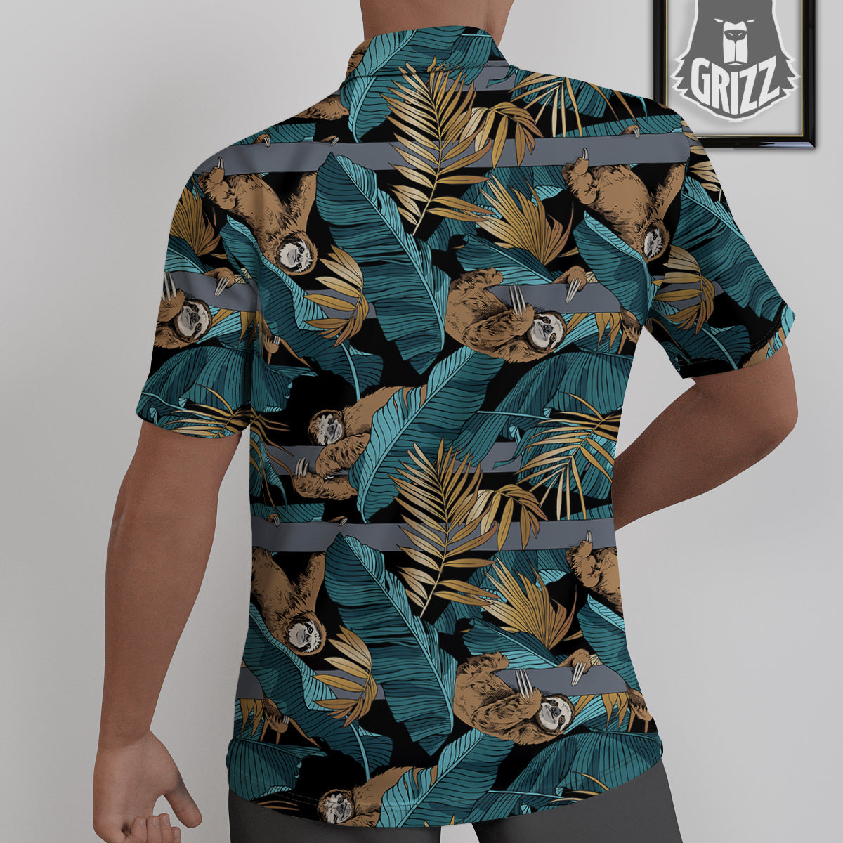Sloth Tropical Print Pattern Untucked Shirts-grizzshop