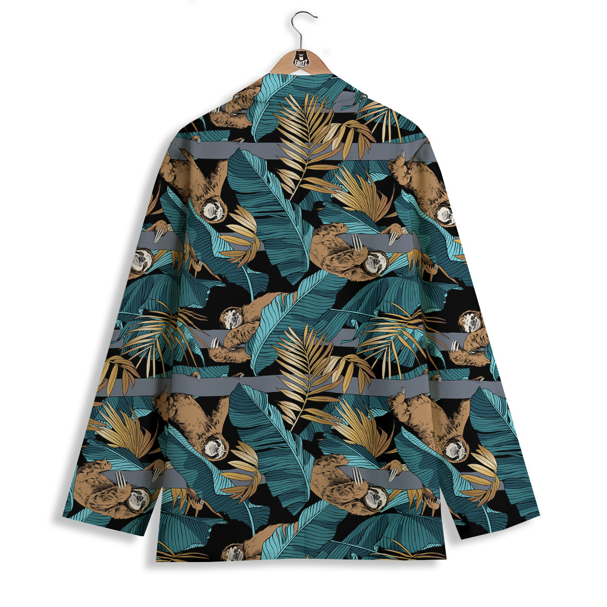 Sloth Tropical Print Pattern Women's Blazer-grizzshop