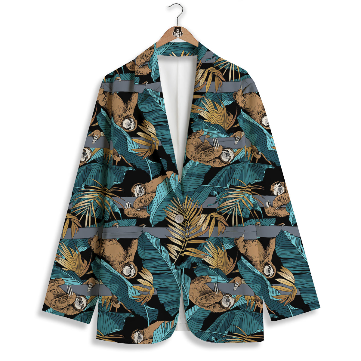 Sloth Tropical Print Pattern Women's Blazer-grizzshop