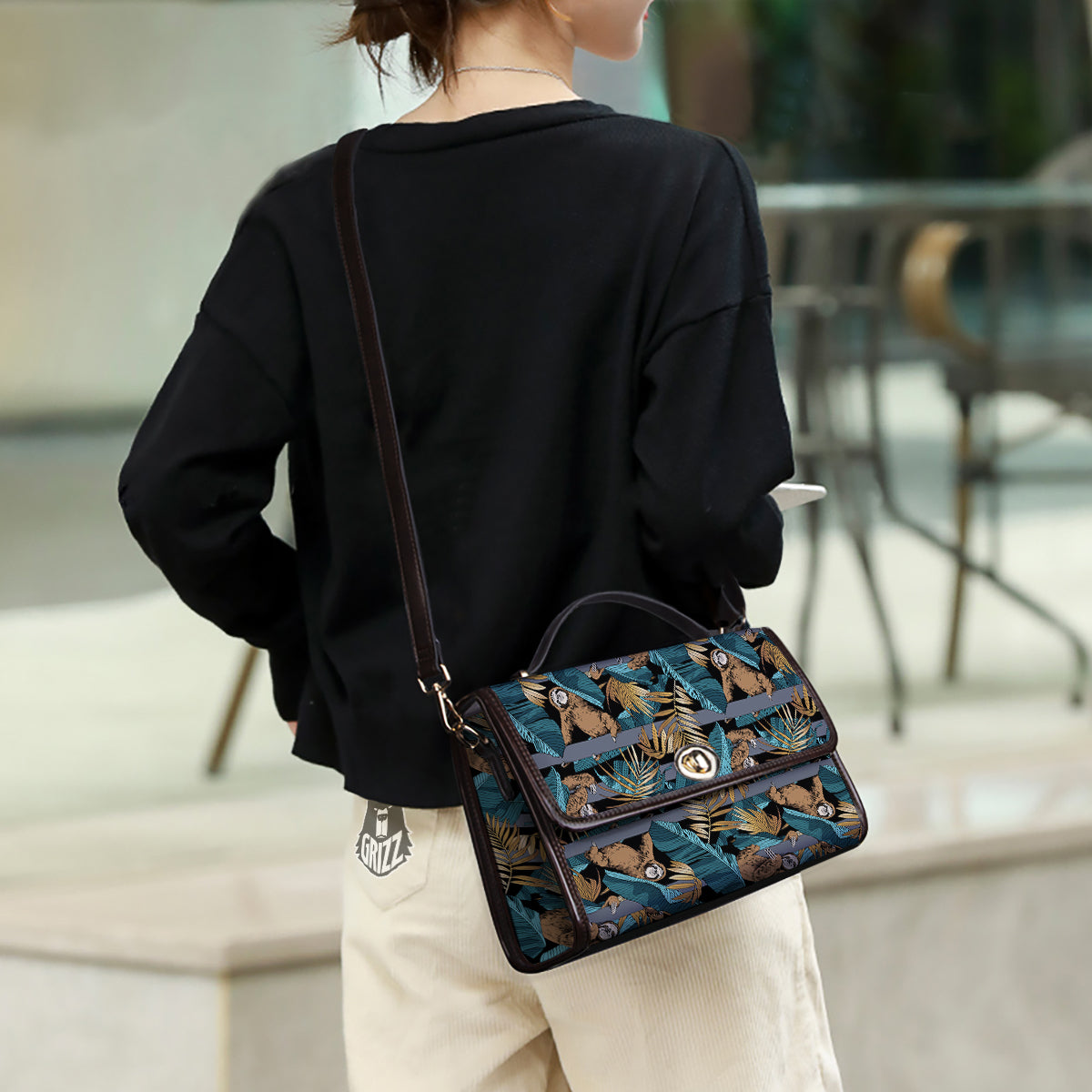 Sloth Tropical Print Pattern Women's Satchel Bag-grizzshop