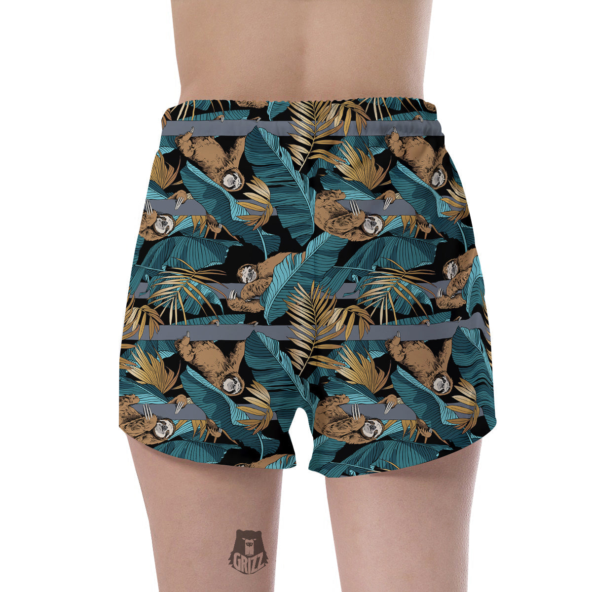 Sloth Tropical Print Pattern Women's Shorts-grizzshop