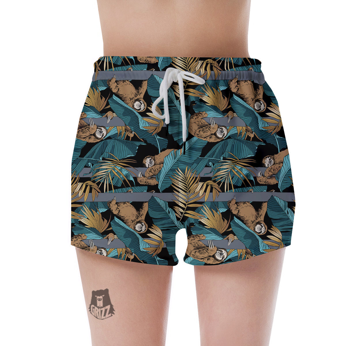 Sloth Tropical Print Pattern Women's Shorts-grizzshop