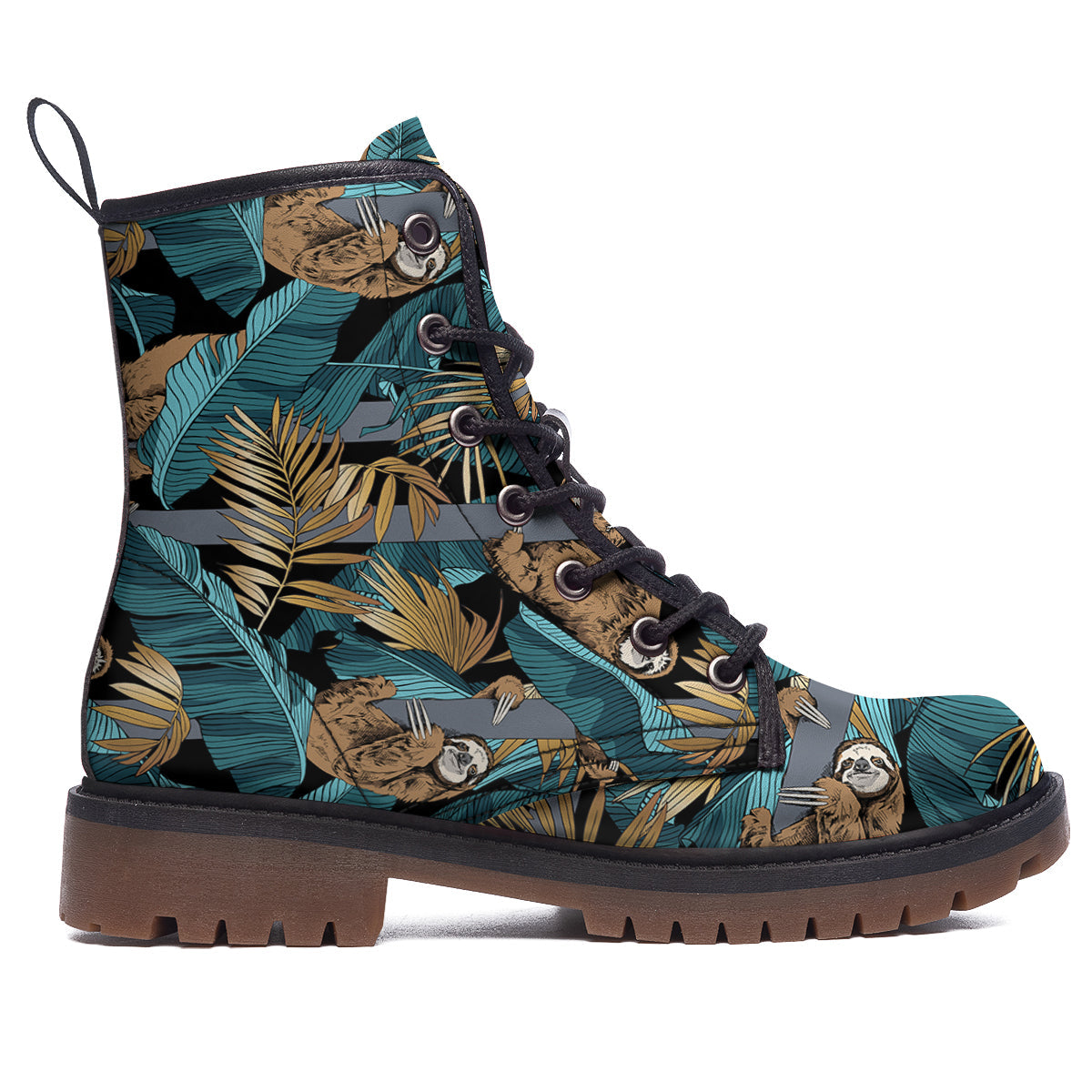 Sloth Tropical Print Pattern Work Boots-grizzshop