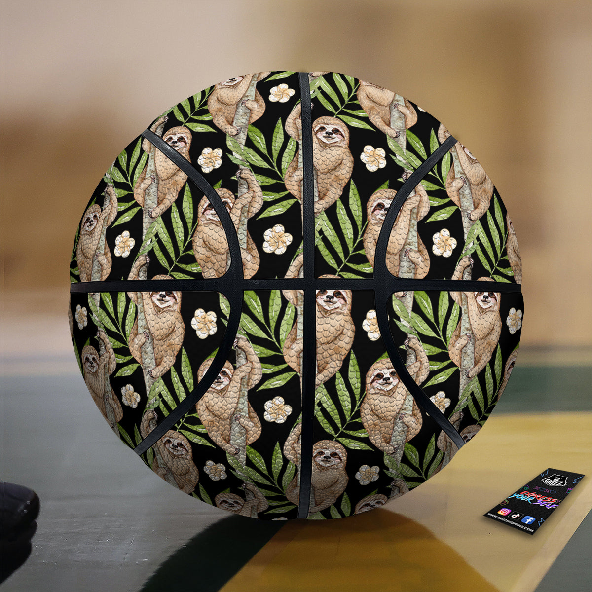 Sloth Watercolor Print Pattern Basketball