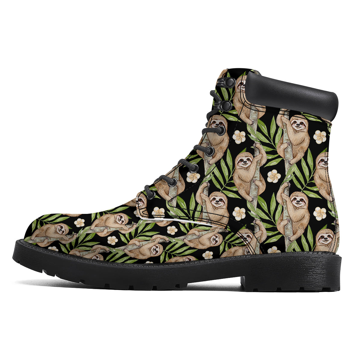 Sloth Watercolor Print Pattern Boots-grizzshop