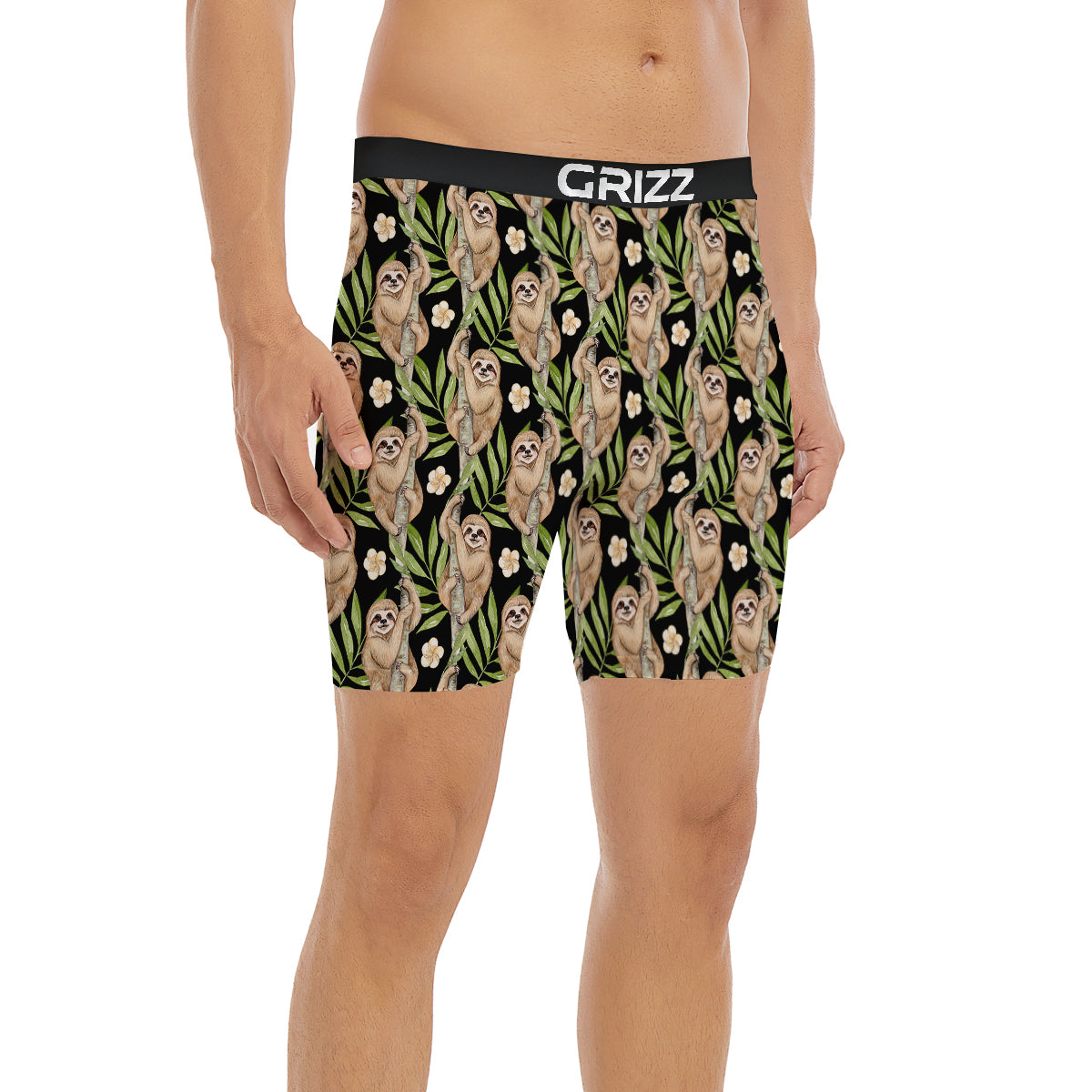 Sloth Watercolor Print Pattern Boxer Briefs-grizzshop