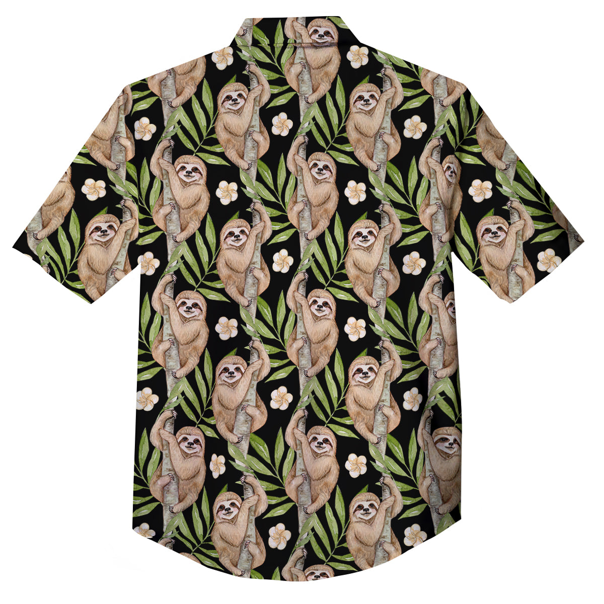 Sloth Watercolor Print Pattern Button Up Shirt-grizzshop