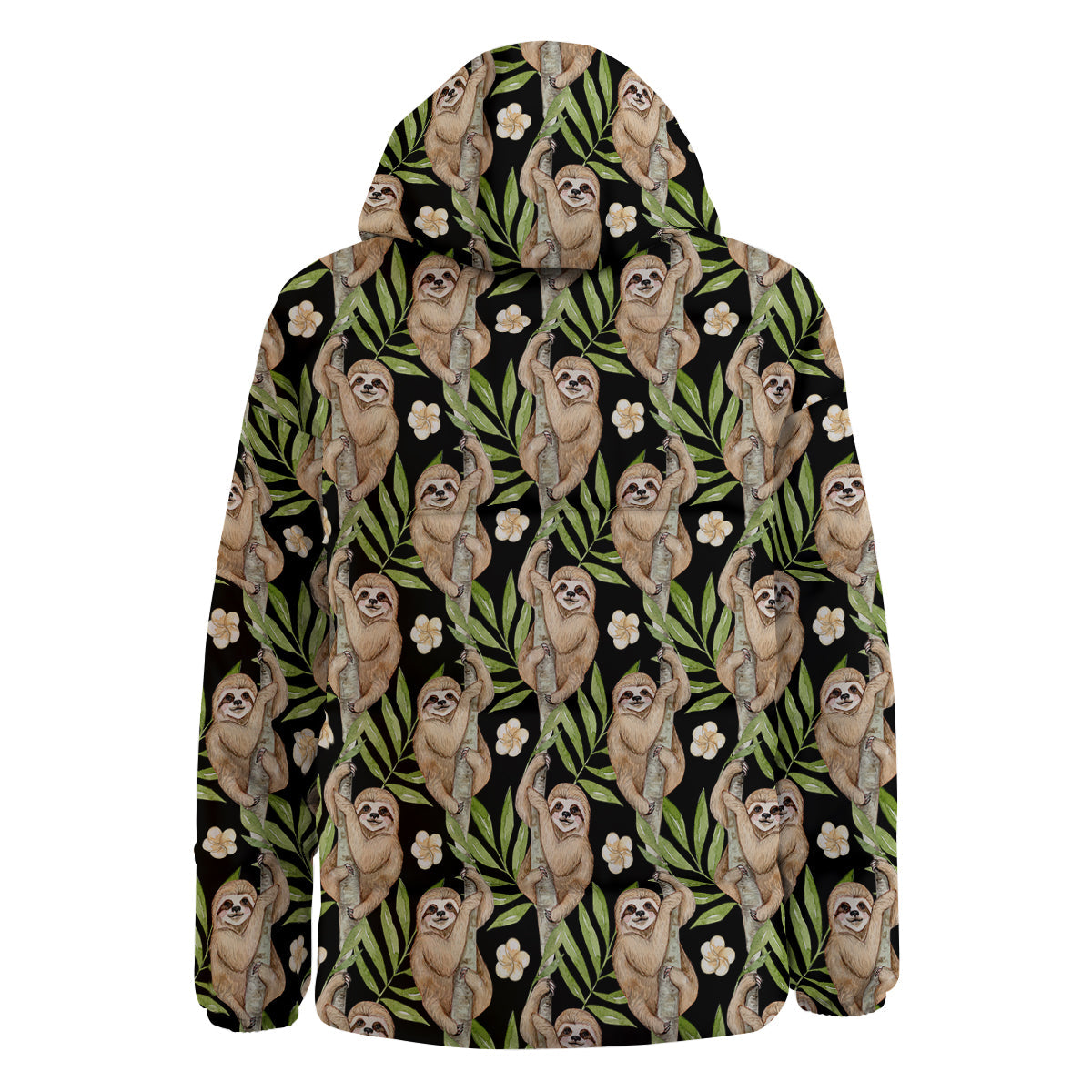 Sloth Watercolor Print Pattern Down Jacket-grizzshop