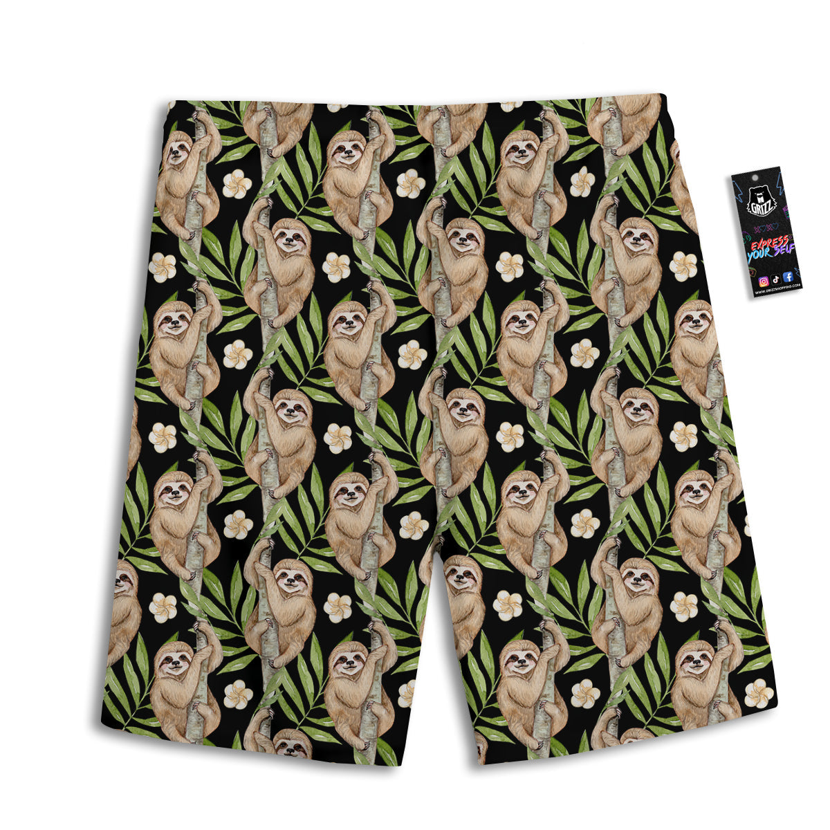 Sloth Watercolor Print Pattern Men's Athletic Shorts