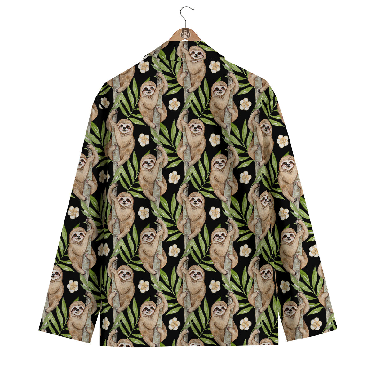 Sloth Watercolor Print Pattern Men's Blazer-grizzshop