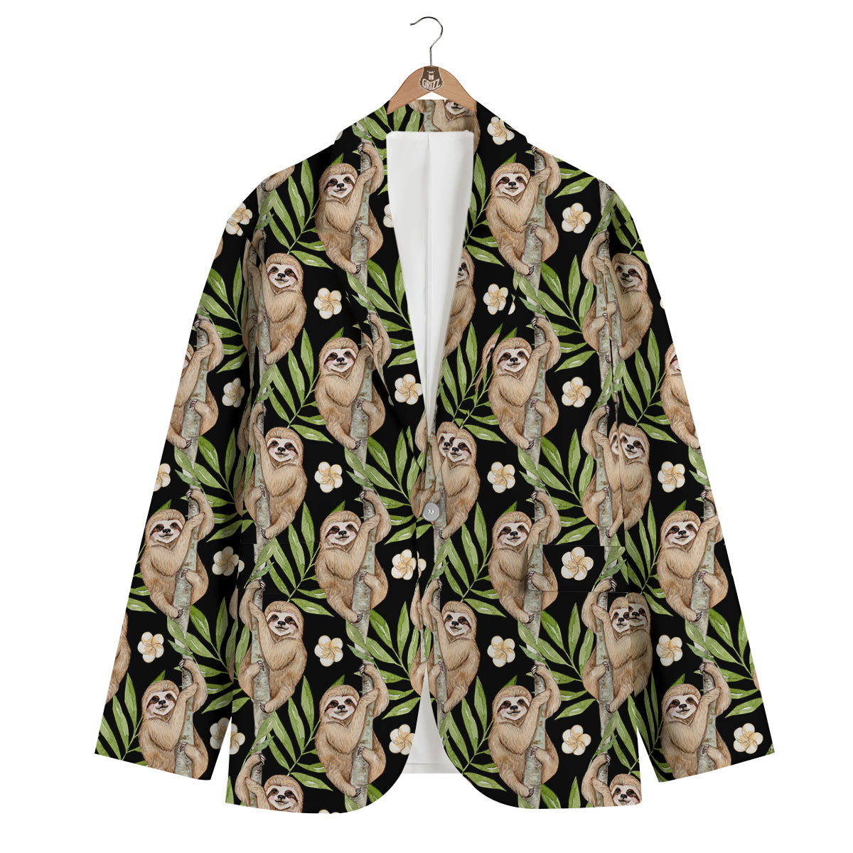 Sloth Watercolor Print Pattern Men's Blazer-grizzshop