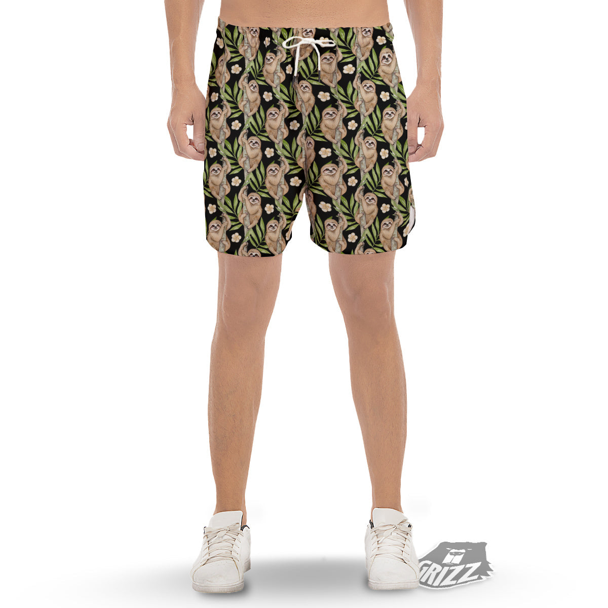 Sloth Watercolor Print Pattern Men's Gym Shorts-grizzshop