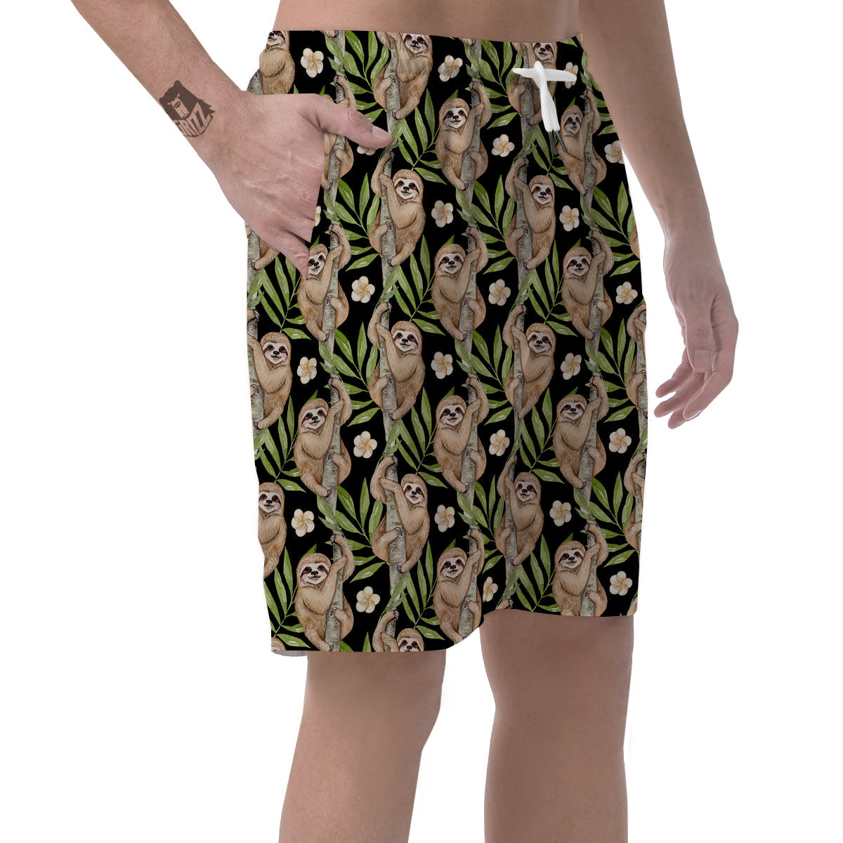 Sloth Watercolor Print Pattern Men's Shorts-grizzshop