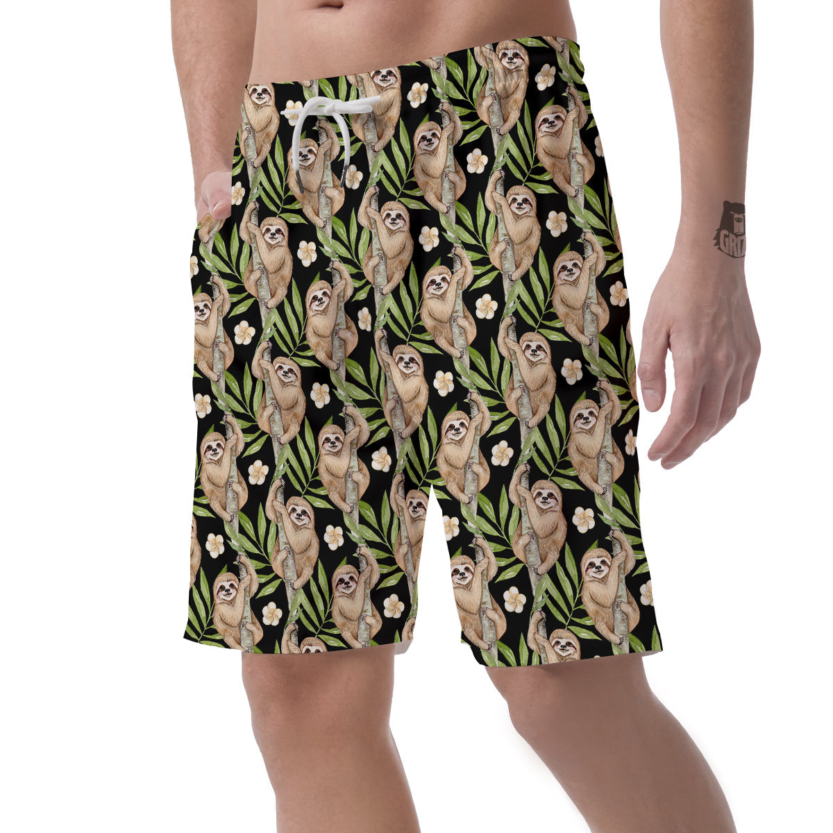 Sloth Watercolor Print Pattern Men's Shorts-grizzshop